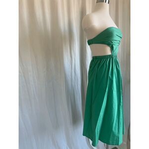 Forever 21 Women's Tube Cutout Dress Midi Stretch Elastic Waist Green Size Small